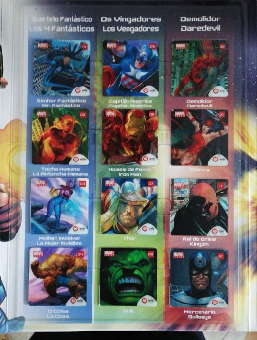 Coleção completa cromos Marvel Galp