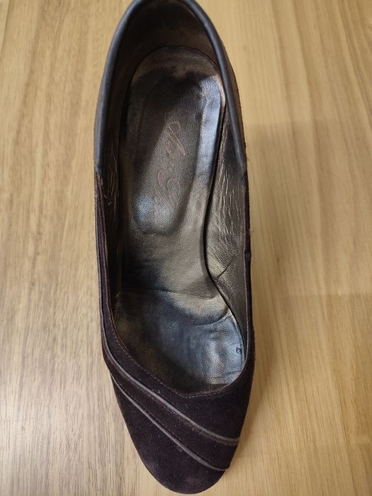 Sapatos de camurça castanhos, tam 37
