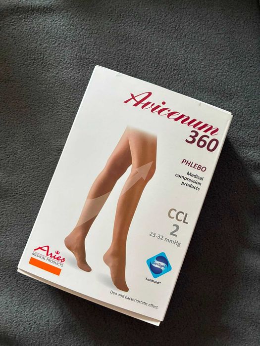 Pończochy kompresyjne uciskowe Avicenum 360 CCL2 odkr. M- Long beżowe