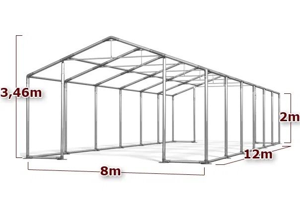 -34%HIT NAMIOT MAGAZYNOWY 8x12m 3,46m przemysłowy hala namiotowa MTB