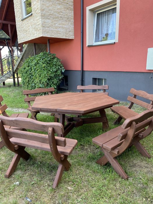 Zestaw mebli ogrodowych z drewna sosnowego