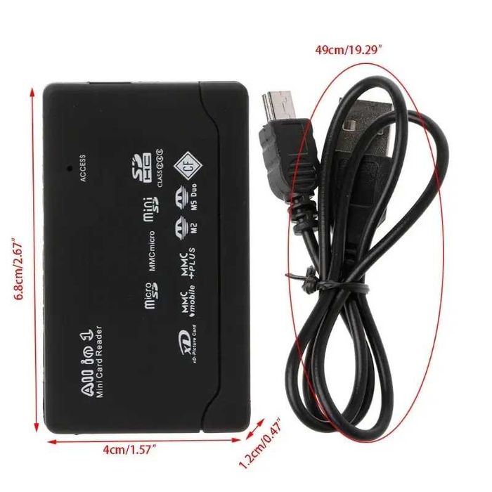 Кардрідер USB 21в1 SD microSD SDHC CF XD MS MS Duo MMC M2 miniSD карт пам'яті