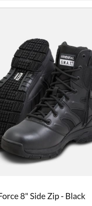 Botas Special Force 8"Side Zip Black. NOVAS