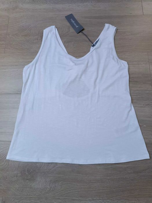 Bluzka top biały szerokie naramki zakładka na plecach 'Principles' 44