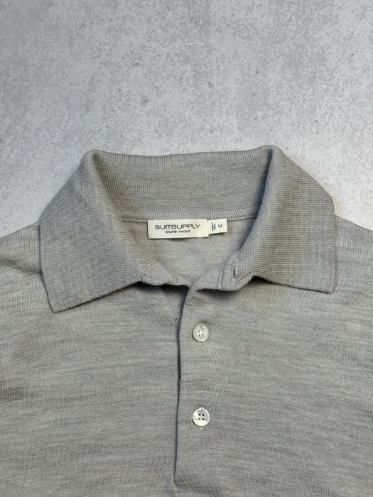 Свитер с воротником Suitsupply 100% Pure Wool мужской в стиле old money оригинал. Чоловічий светр Suitsupply із 100% вовни сірого кольору оригінал