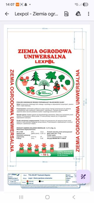 Ziemia Ogrodowa Uniwersalna PROMOCJA 7,50zł/50l Warszawa okolice