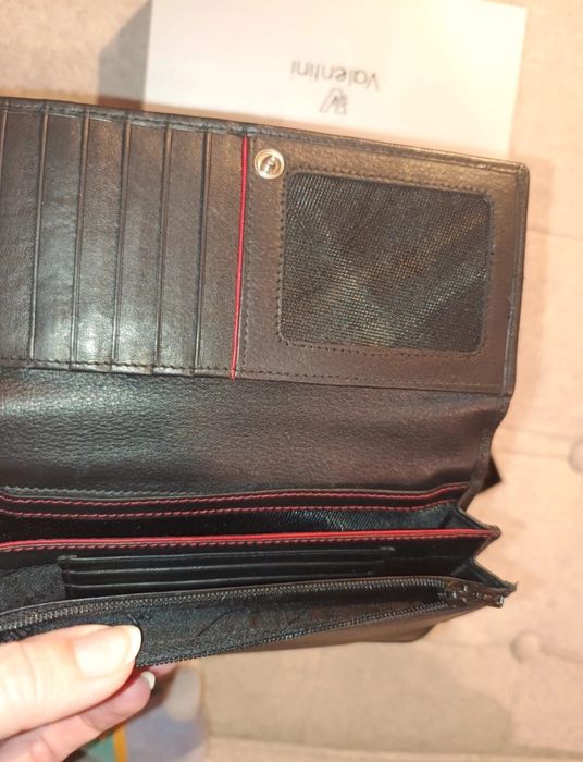 Nowy skórzane czarny portfel Valentini