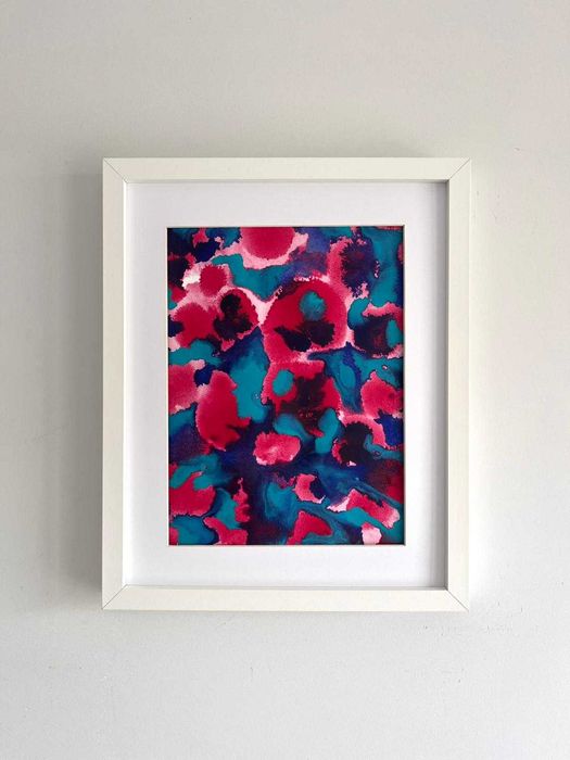 Quadro - Pintura abstrata em acrílico com moldura