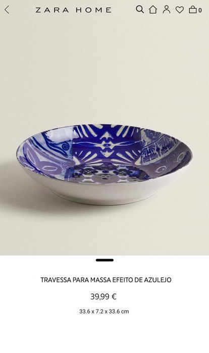 Travessa Efeito Azulejo Zara Home NOVO