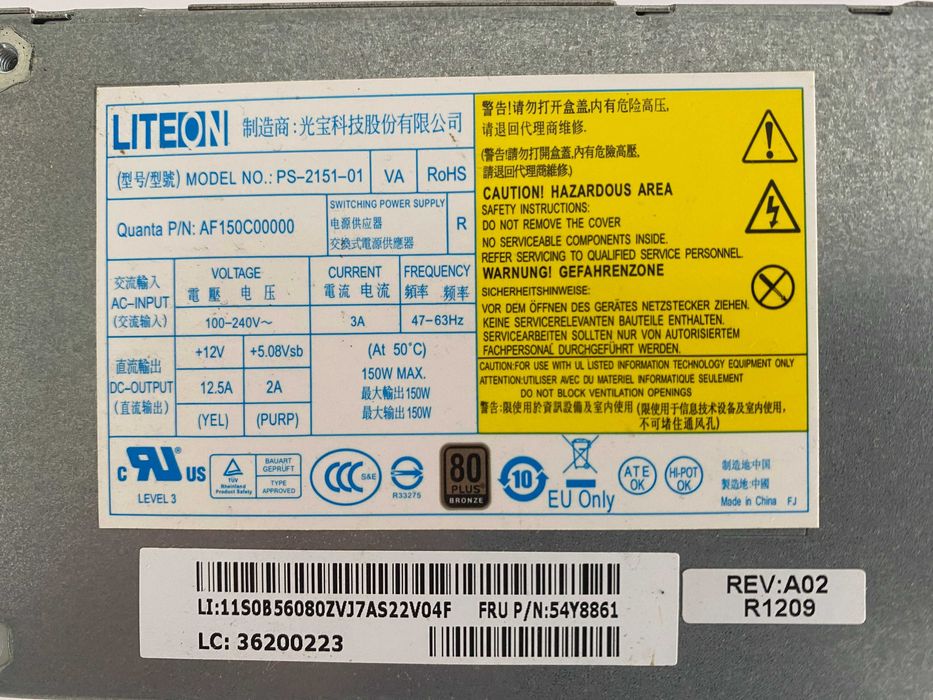 Fonte de alimentação original para Lenovo ThinkCentre 80 PLUS BRONZE 150W