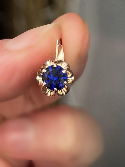 Золотые серьги,СССР,сапфир. Золоті сережки