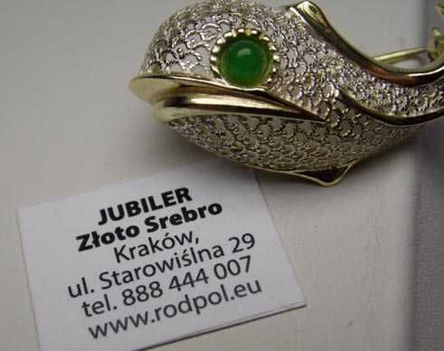 Dwukolorowa srebrna filigranowa broszka delfin Willi Nonnenmann.