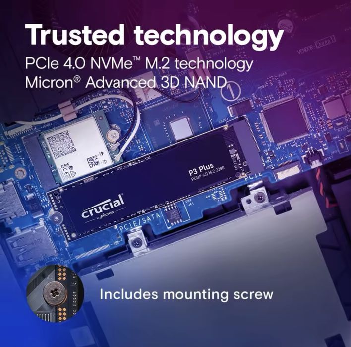 Новий SSD 1TB Crucial P3 Plus SSD накопичувач 4.0 M2 2280 1000GB