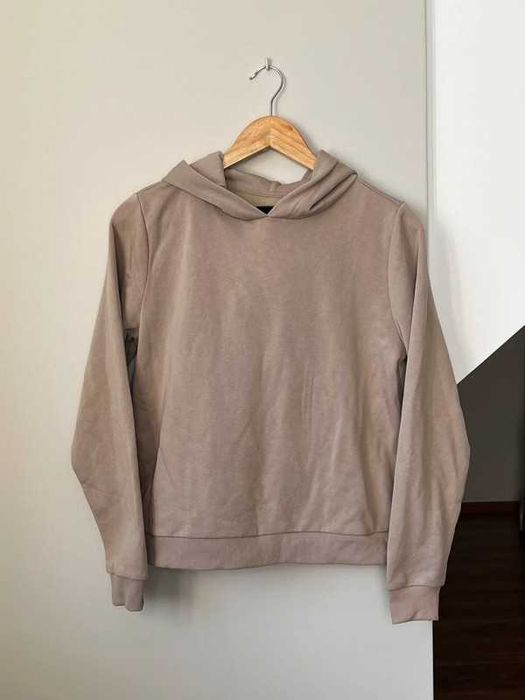 Beżowa bluza z kapturem 36 S Sinsay hoodie 50% bawełna cotton dresowa