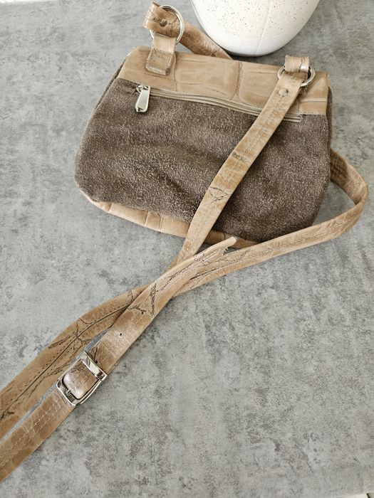 Torebka skórzana crossbody beż beżowa na ramię oldmoney vintage