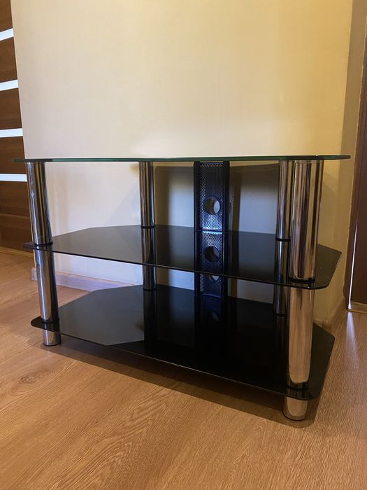 Тумба под телевизор стеклянная  Черная