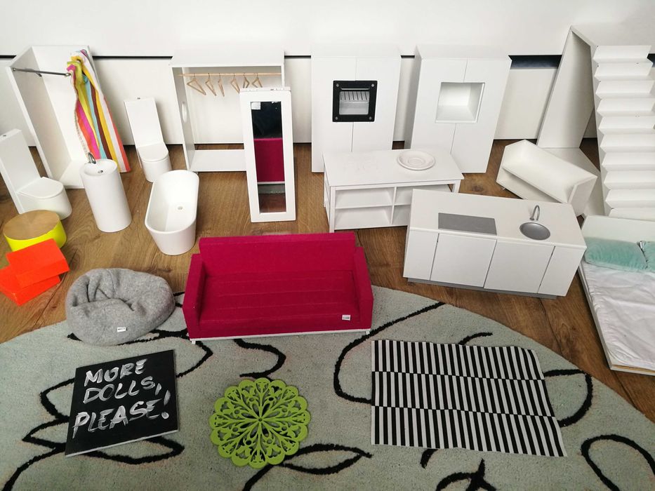 Mebelki dla lalek Boomini Modern Domek premium prestige white zestaw