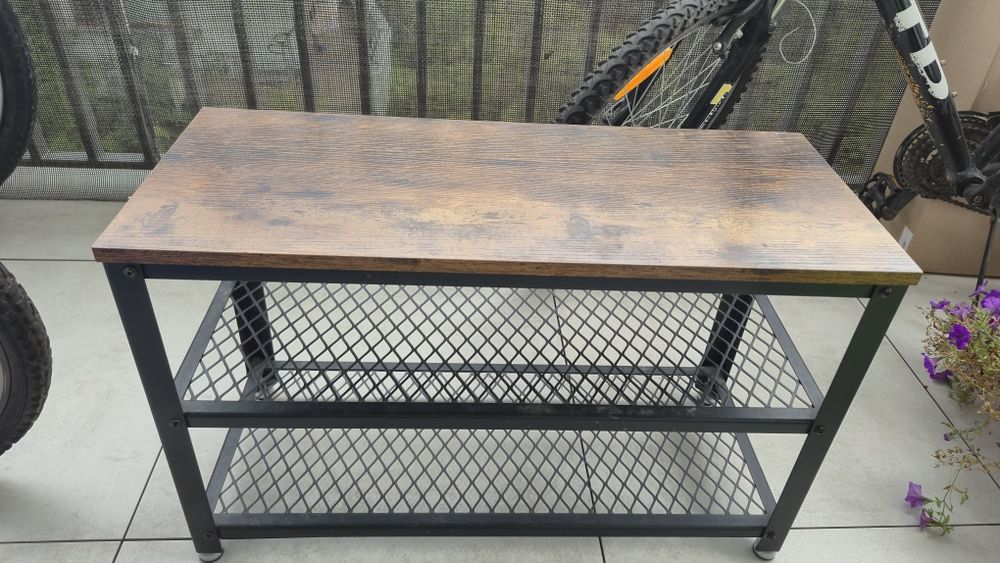 Szafka / Półka na buty z siedziskiem loft – styl industrialny (stan bardzo dobry)