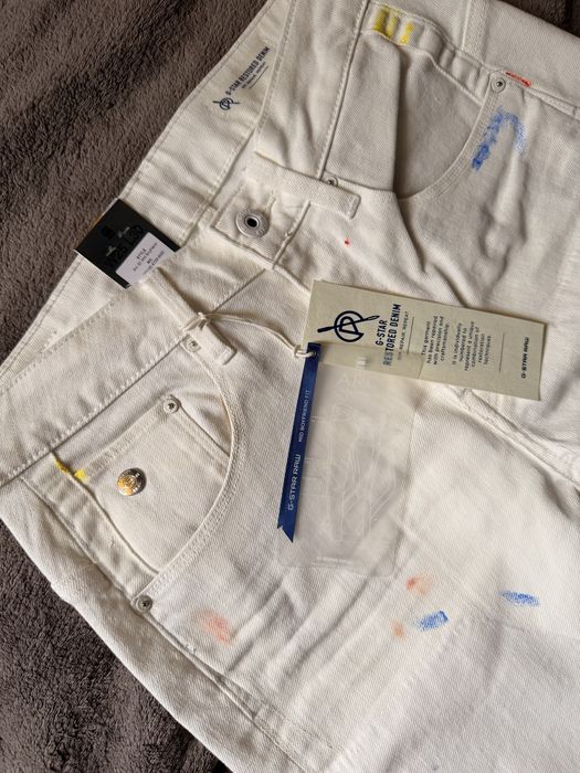 Nowe jeansy G-Star Raw Restored Mid Boyfriend 26/30 z metką paint splatter