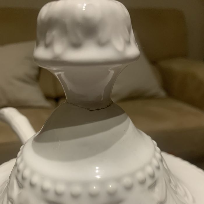 Terrina branca usada