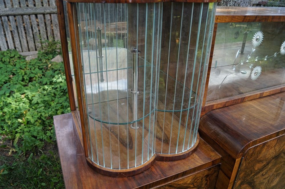 Jadalnia Art Deco Bufet Witryna Stół Krzesła Unikatowy Duży Komplet