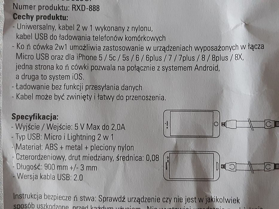 Smycz, breloczek do kluczy z 
kablem do ładowarki 2