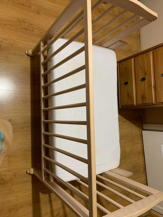 Łóżeczko dostawne 2w1 z materacem Naturalne Waldin