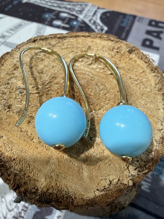 Зрлоті італійськи сережки з бірюзою