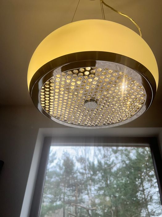 Lampa wisząca z kryształkami, łatwo regulowana długość, stan idealny