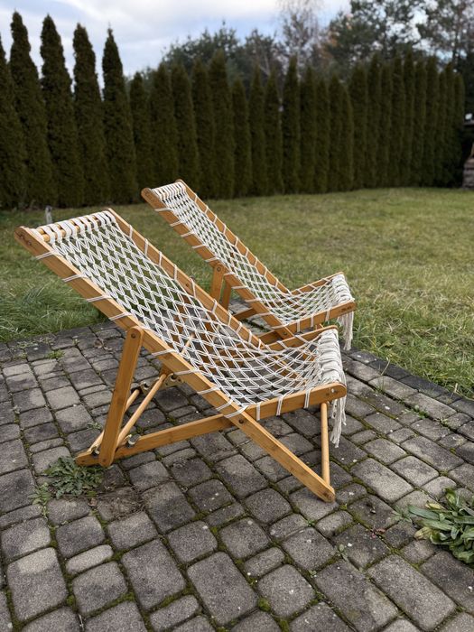 Lezak pleciony ogrodowy/fotel ogrodowy boho