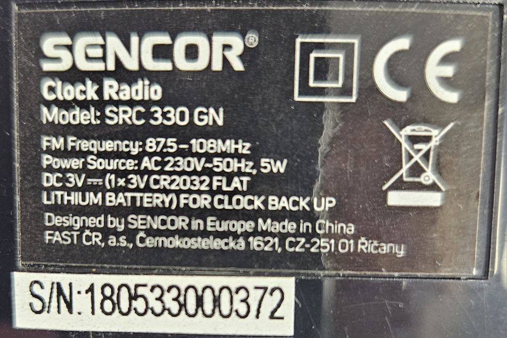 Radio budzik Sencor SRC 330 GN