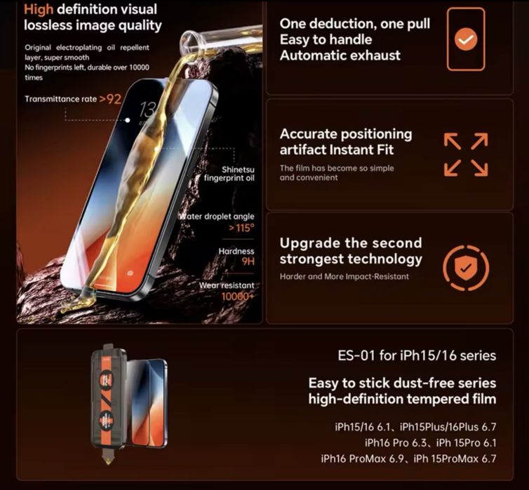 Захисне скло REMAX для iPhone 15 Pro Max (з аплікатором для поклейки)