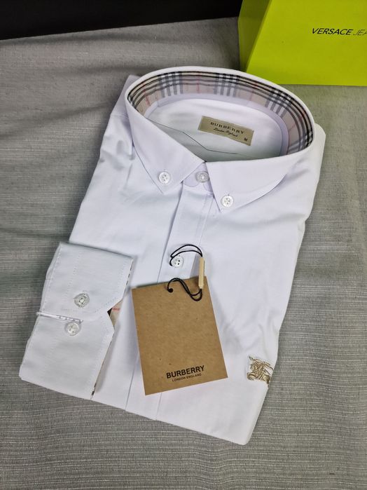 Męska koszula długi rękaw Burberry biała elegancka premium M-XXXL