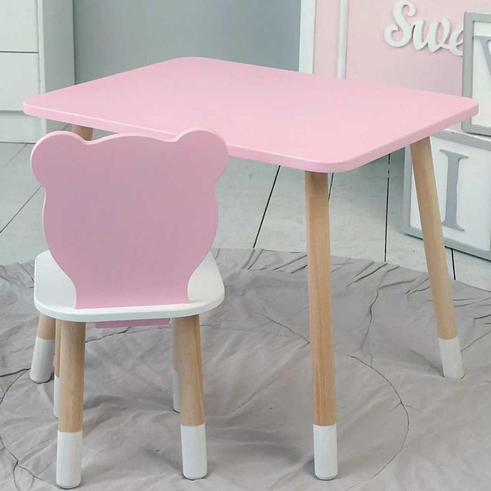 Стіл прямий 46х60х45 і стілець медведика 26.5х26х25 столик та стільчик