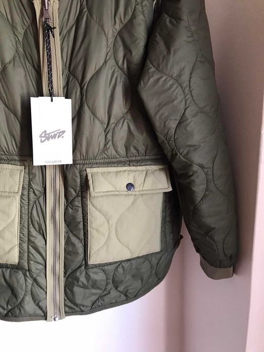 Blusao militar acolchoado casaco penas reversivel homem pull&bear
