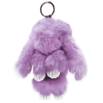 Хутряний брелок "Кролик" бузкового кольору