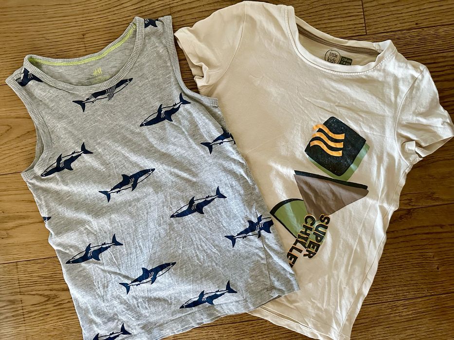 2 x t-shirt koszulki 122/128 H&M i Little Kids bdb