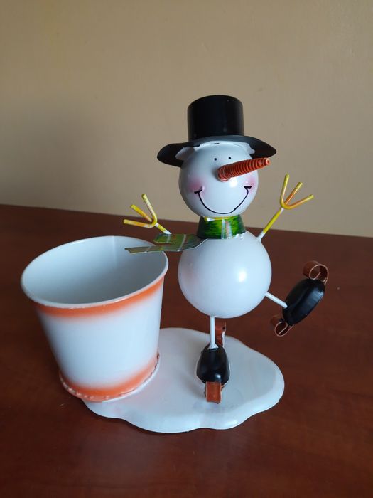 doniczka z bawłankiem, ozdoba z metalu, Boże Narodzenie