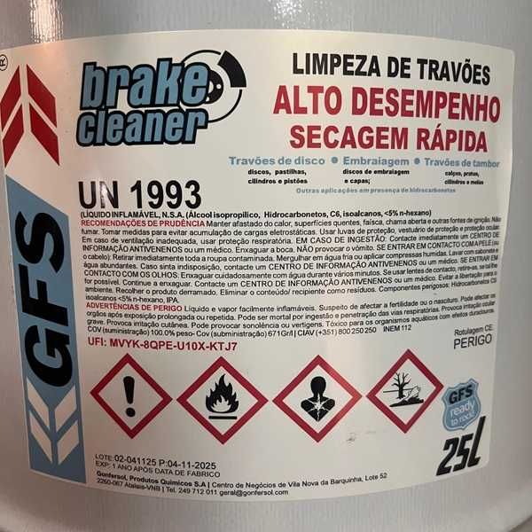 (Com Iva) Limpeza de Travões Bidon de Metal 25 Litros