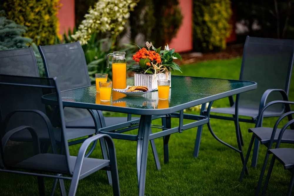 Komplet Mebli Meble Ogrodowe Taras 6 krzeseł + Stół Ogrodowy Zestaw