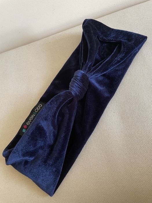 Even&odd welurowa aksamitna kobaltowa niebieska opaska na głowę