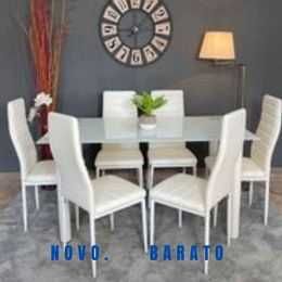 MESA DE JANTAR VIDRO TEMPERADO + 4 CADEIRAS, PAGA NA ENTREGA