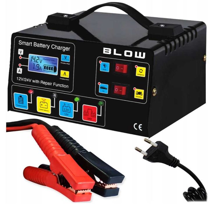 Prostownik Samochodowy Automatyczny Funkcja Napraw Akumulator 12V 24V