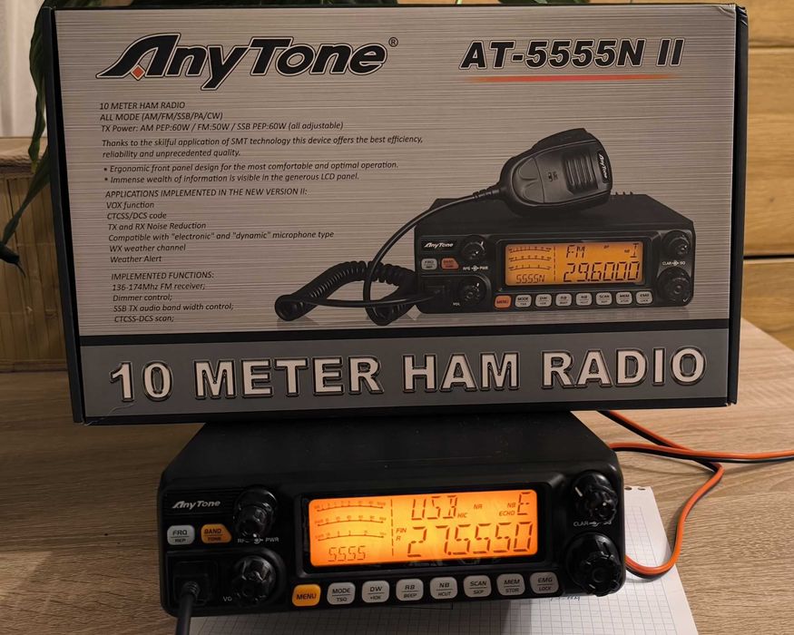 CB Radio wstęgowe z bokami Anytone 5555 II 24-30 MHz AM/FM/SSB 60W