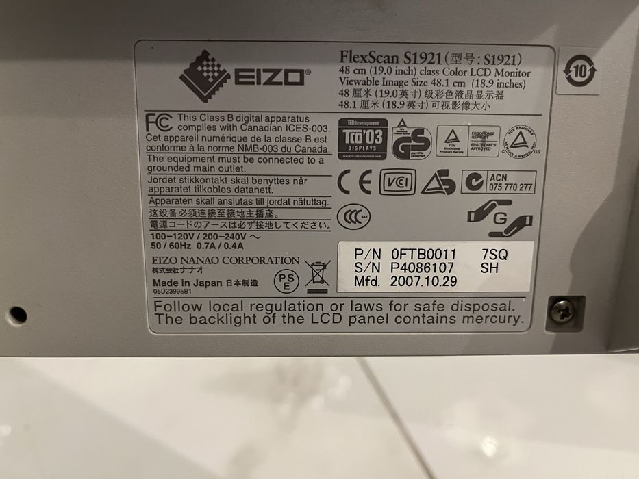 Monitor Eizo flexscan 19