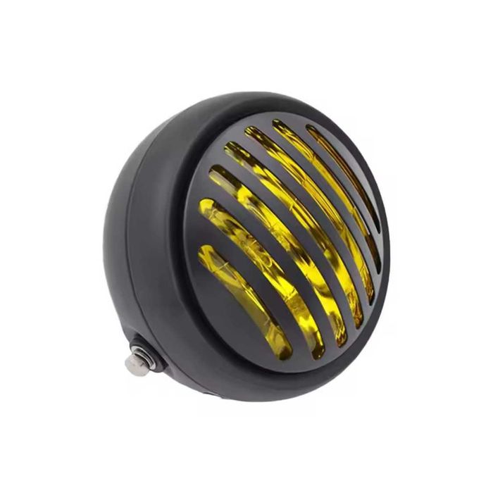 Farol frontal redondo retro com grelha metálica