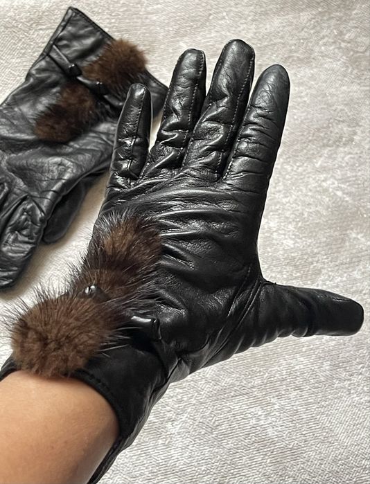 Кожаные перчатки Pierre Cardin р.7