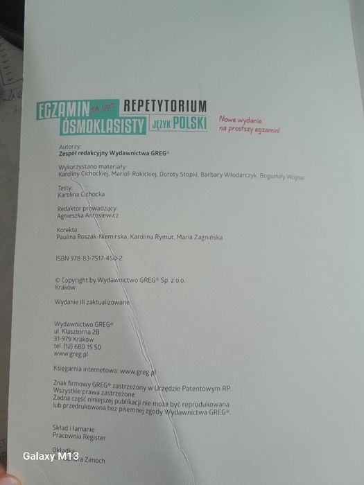 Egzamin ósmoklasisty polski. Repetytorium GREG