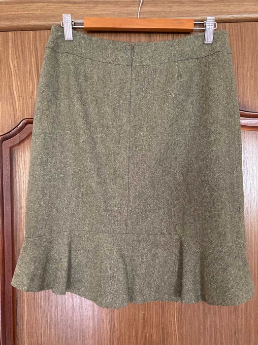 Тепла спідниця оливкова жіноча шерстяна