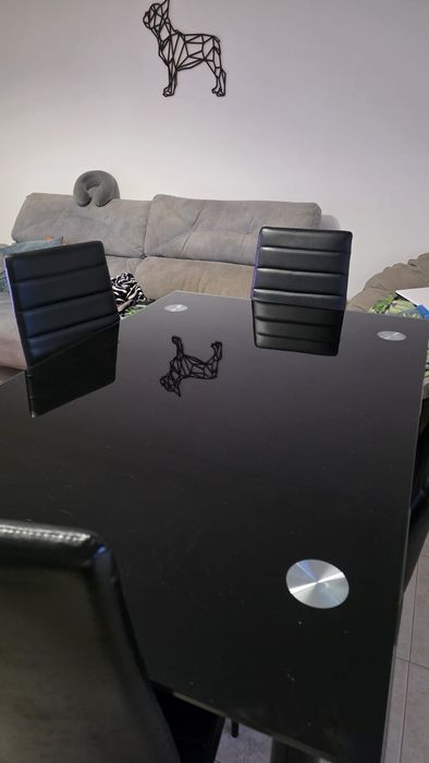 Mesa jantar vidro com 4 cadeiras
